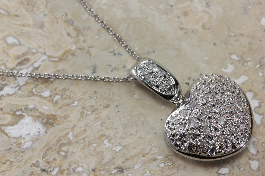 DIAMOND PUFF HEART PENDANT 14k GOLD  WITH 14K GOLD CHAIN