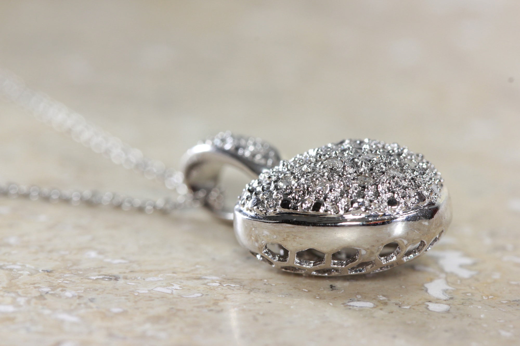 DIAMOND PUFF HEART PENDANT 14k GOLD  WITH 14K GOLD CHAIN