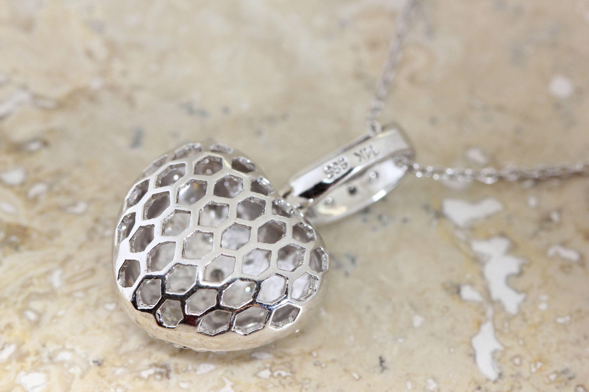 DIAMOND PUFF HEART PENDANT 14k GOLD  WITH 14K GOLD CHAIN