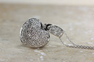 DIAMOND PUFF HEART PENDANT 14k GOLD  WITH 14K GOLD CHAIN