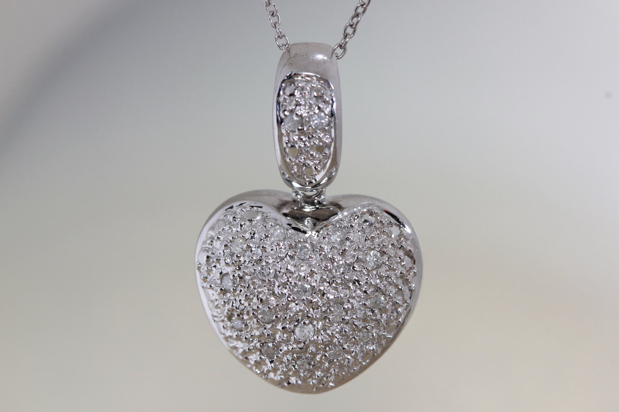 DIAMOND PUFF HEART PENDANT 14k GOLD  WITH 14K GOLD CHAIN