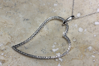 MODERN DIAMOND HEART PENDANT 14k WITH 14K WHITE GOLD CHAIN NECKLACE