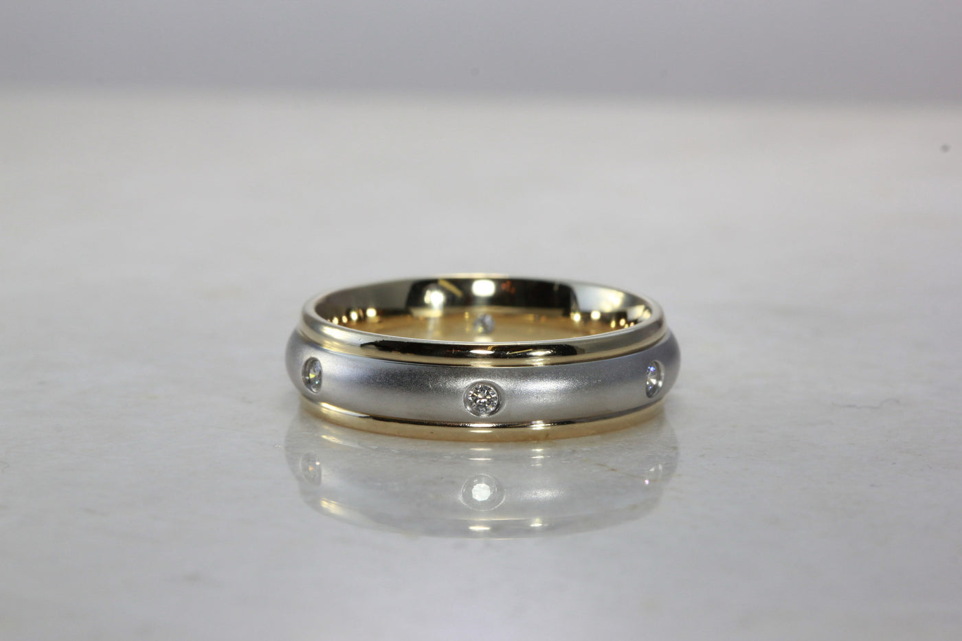 MENS DIAMOND WEDDING BAND 14k TWO TONE GOLD