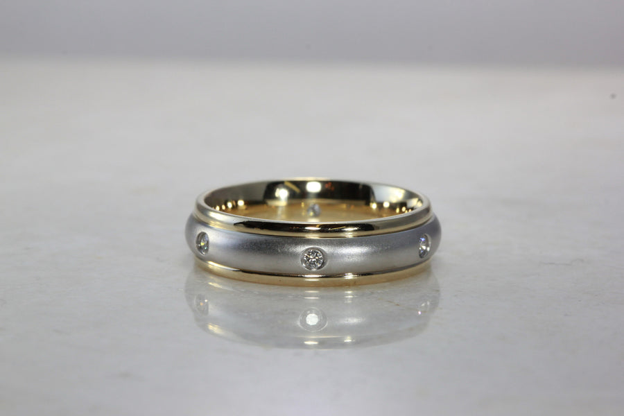 MENS DIAMOND WEDDING BAND 14k TWO TONE GOLD
