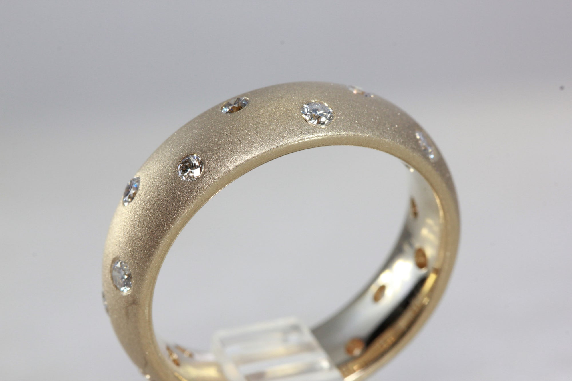 LADIES DIAMOND ETERNITY BAND 14k YELLOW GOLD BURNISH SET SANDBLAST