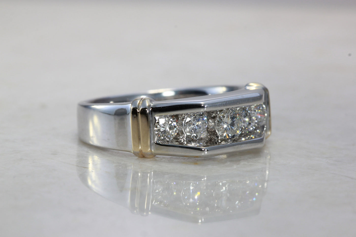 MENS DIAMOND BAND 14k TWO TONE GOLD RING IN SET