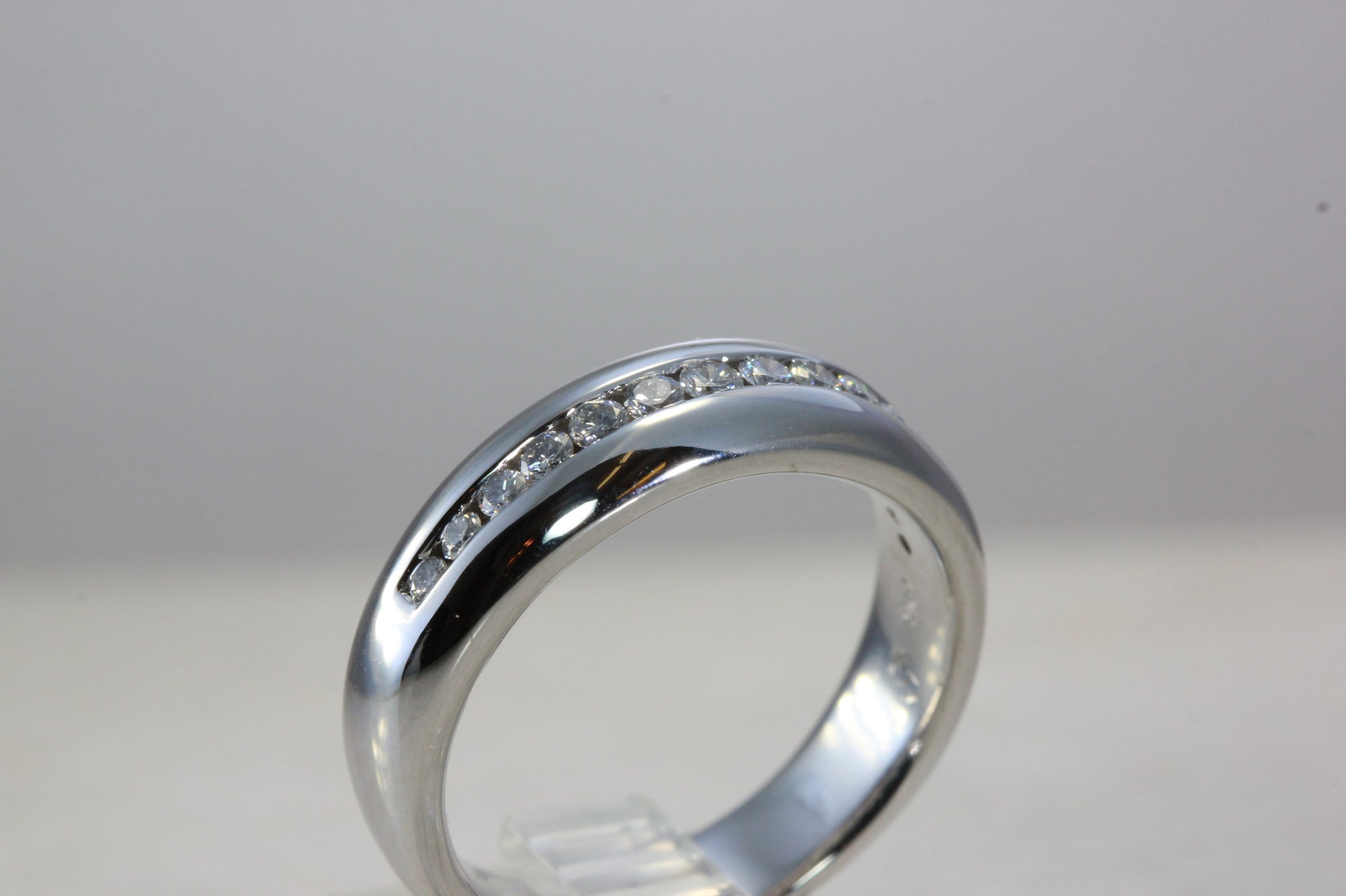 14k WHITE GOLD MENS BAND SOLID CHANNEL SET DIAMOND RING 7MM