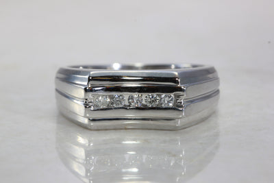 14k WHITE GOLD MENS SOLID CHANNEL SET DIAMOND RING BAND