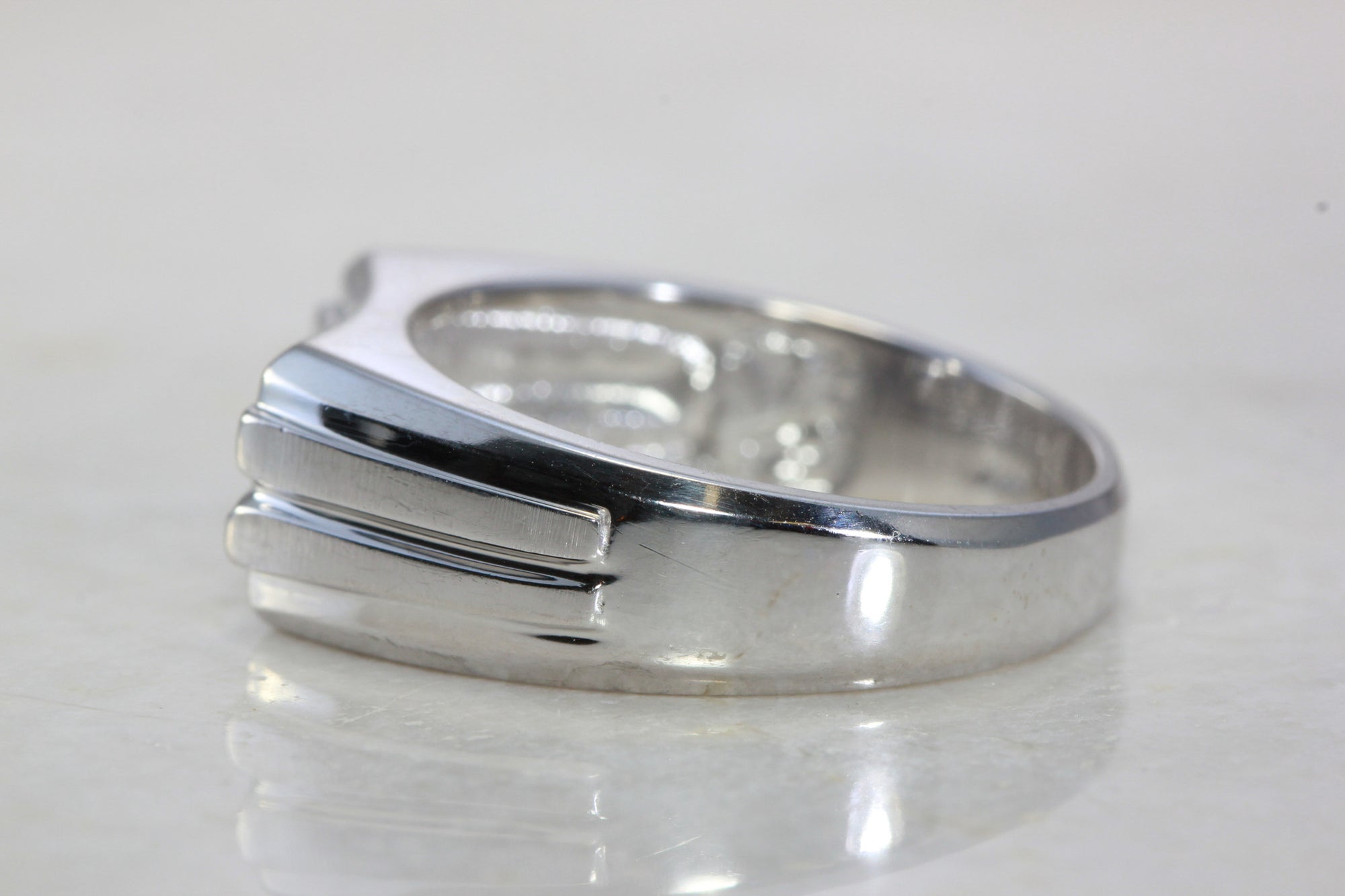 14k WHITE GOLD MENS SOLID CHANNEL SET DIAMOND RING BAND