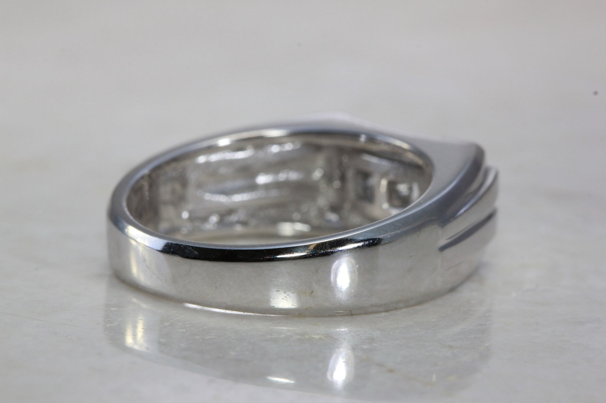 14k WHITE GOLD MENS SOLID CHANNEL SET DIAMOND RING BAND