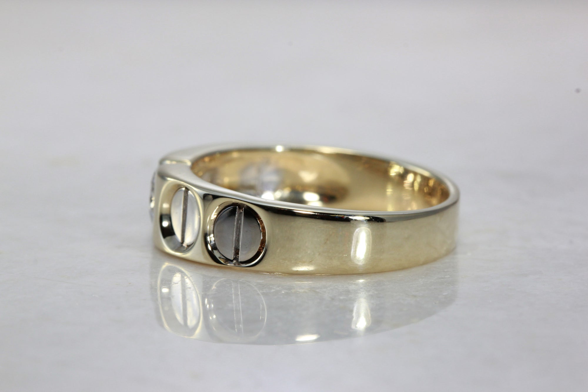 14k TWO TONE GOLD MENS DIAMOND WEDDING BAND 0.50 Ct CENTER STONE