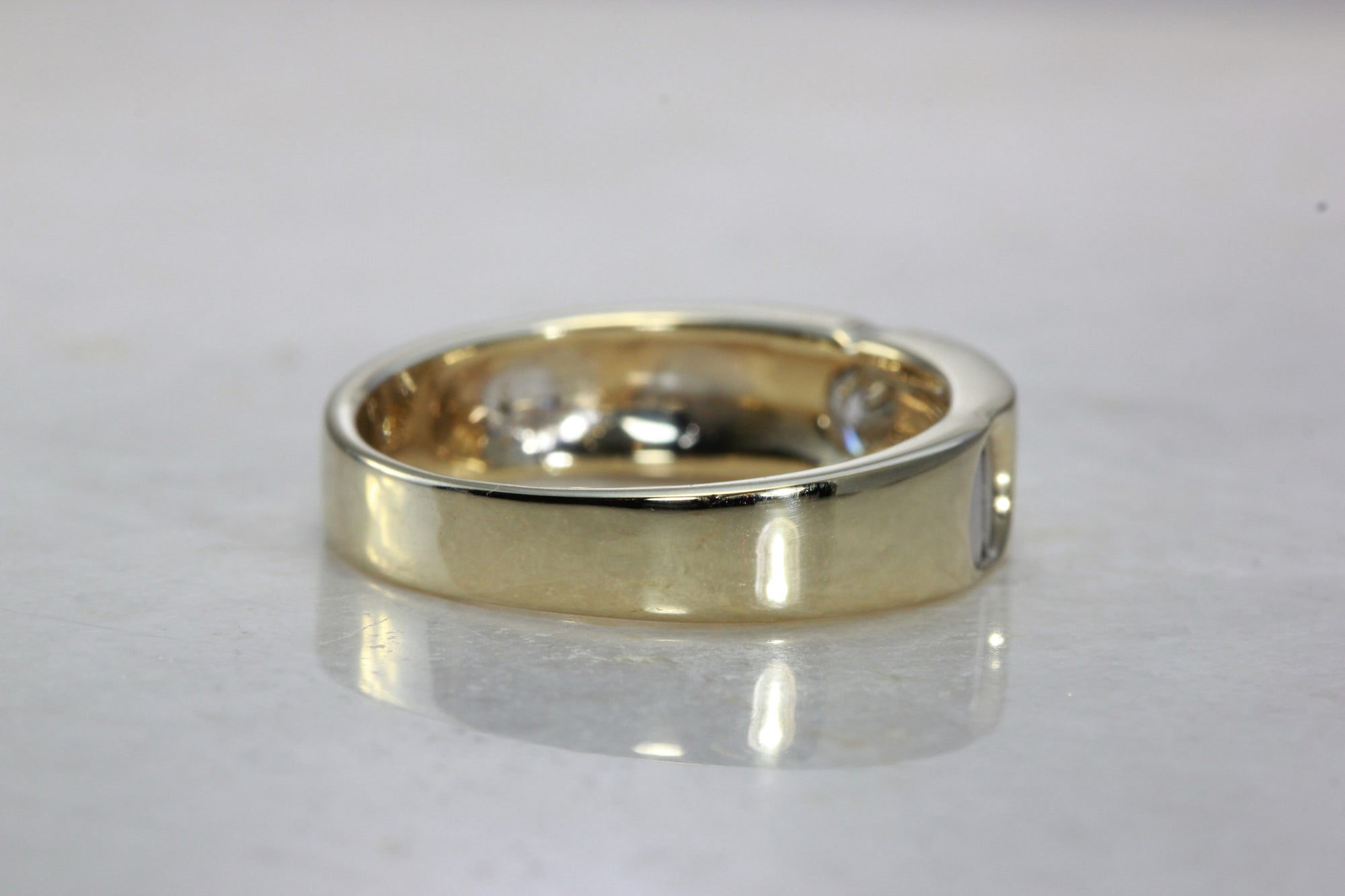 14k TWO TONE GOLD MENS DIAMOND WEDDING BAND 0.50 Ct CENTER STONE