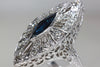 ART DECO FILIGREE COCKTAIL RING DIAMOND AND SAPPHIRE IN 14k WHITE GOLD ANTIQUE
