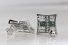 SQUARE SHAPE 14 k WHITE GOLD INVISIBLE SETTING BLUE & WHITE  DIAMONDS EARRINGS