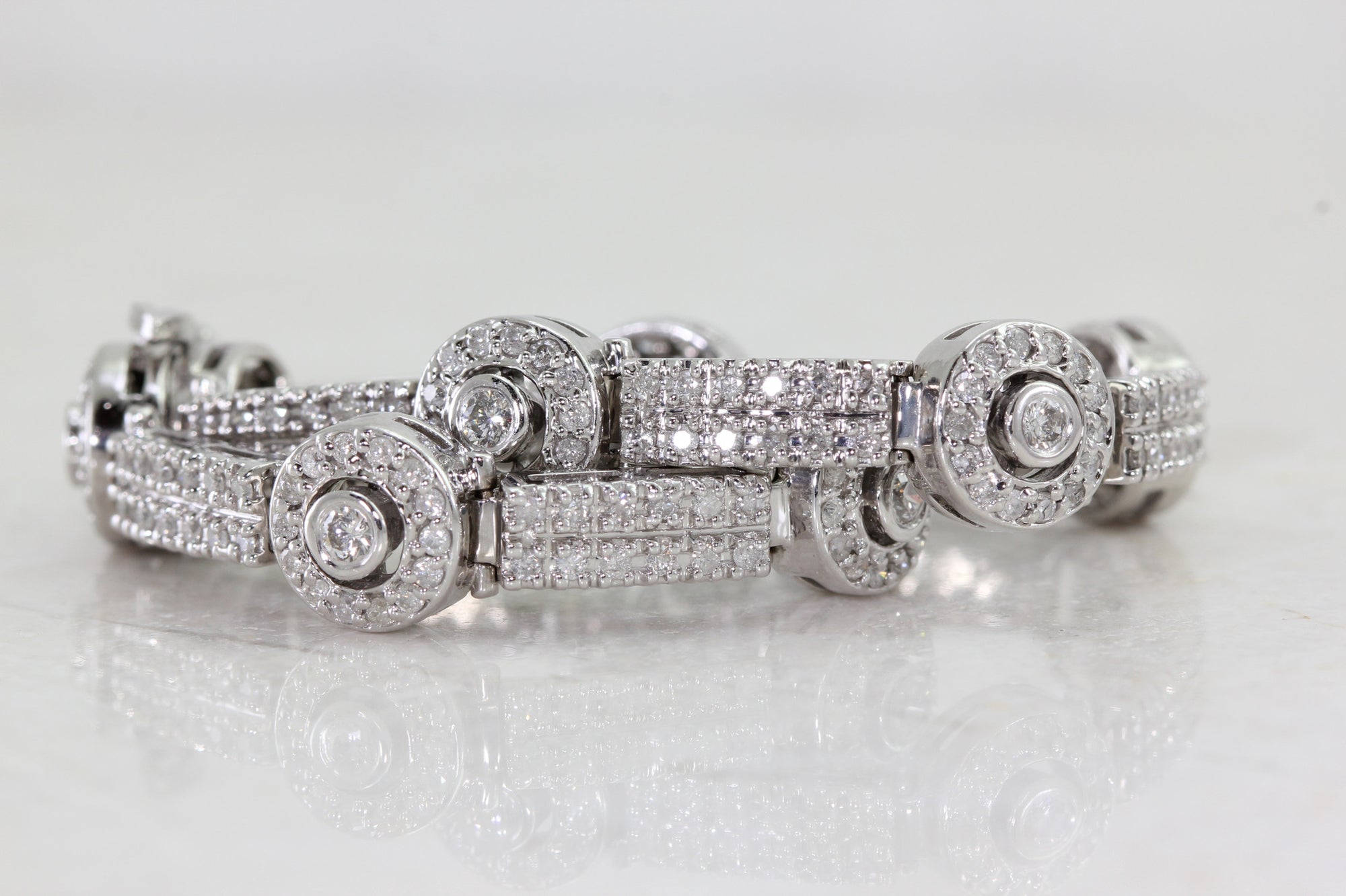 LADIES DIAMOND BRACELET 4 CTW ROUND STONES 14k WHITE GOLD SETTING