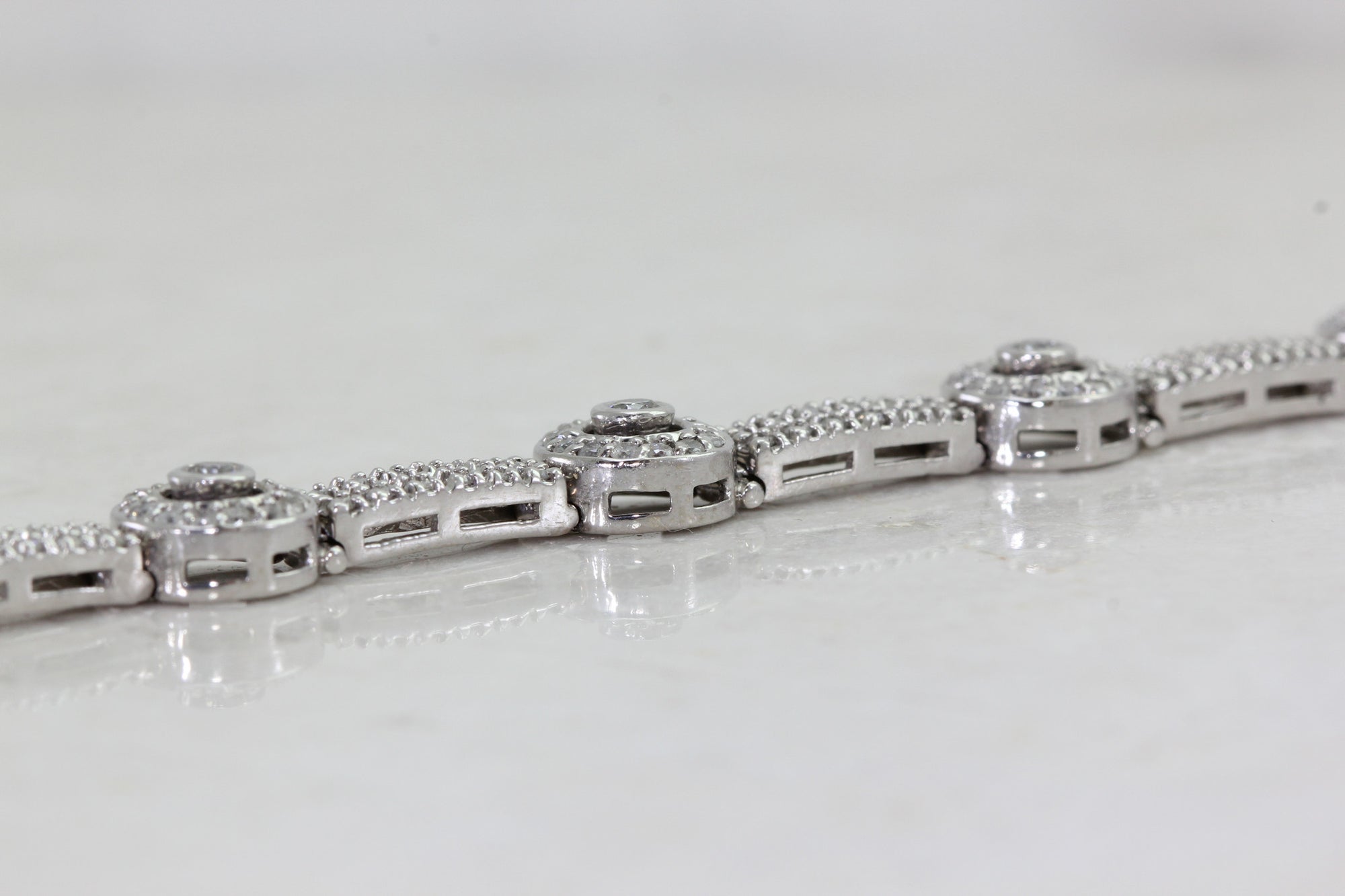 LADIES DIAMOND BRACELET 4 CTW ROUND STONES 14k WHITE GOLD SETTING