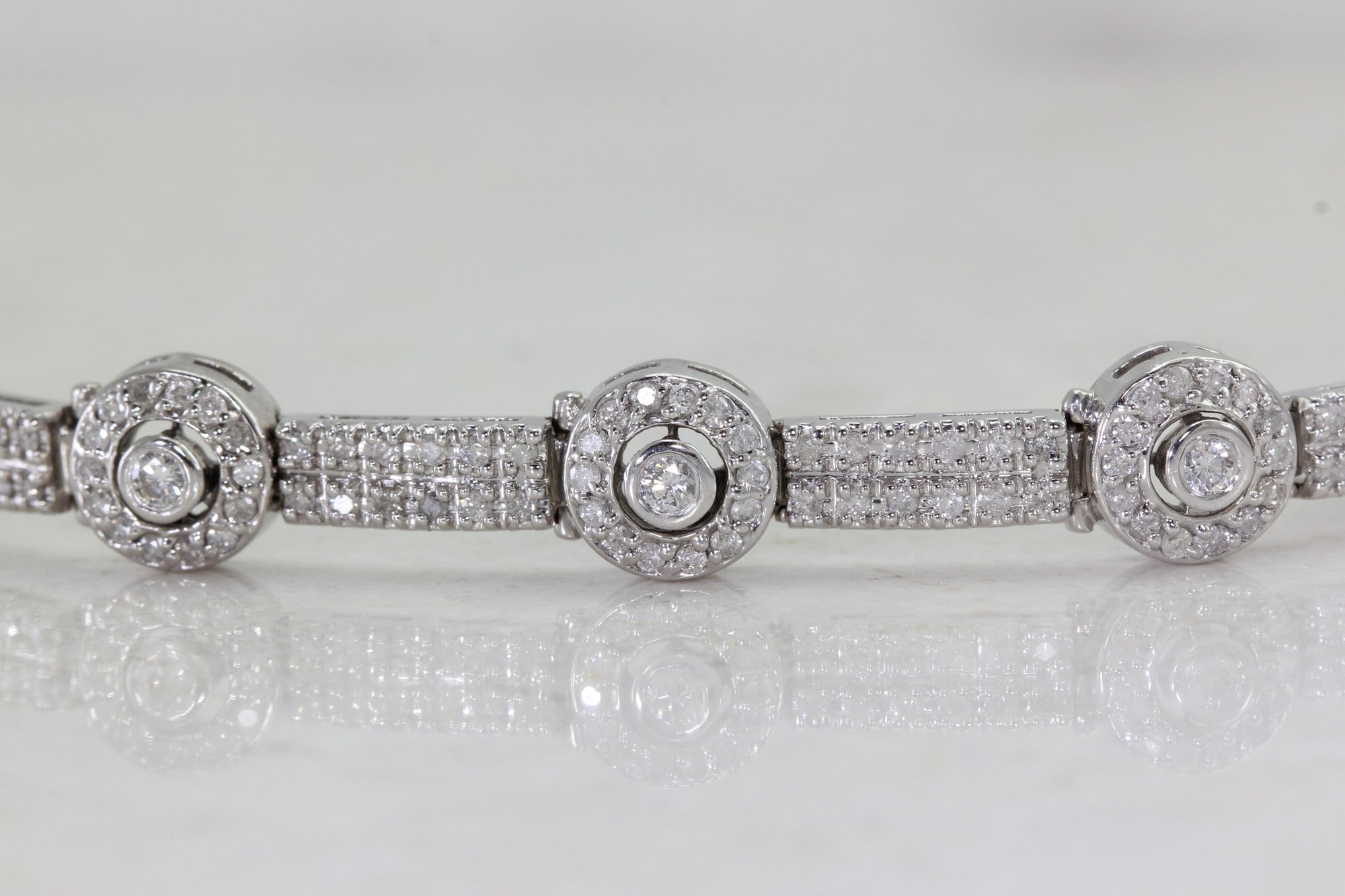 LADIES DIAMOND BRACELET 4 CTW ROUND STONES 14k WHITE GOLD SETTING