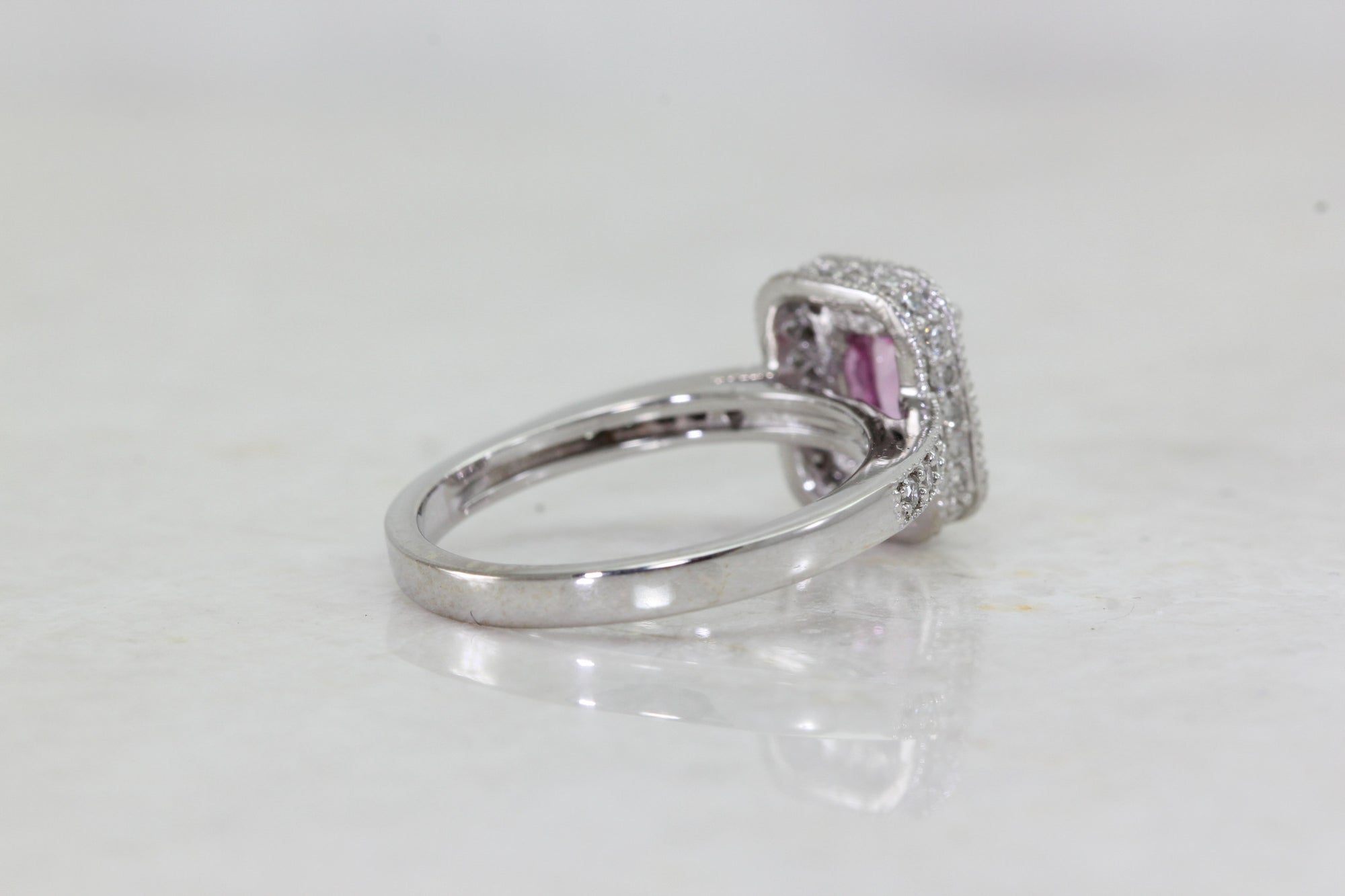 EFFY PINK SAPPHIRE & DIAMOND RING 14k WHITE GOLD LADIES