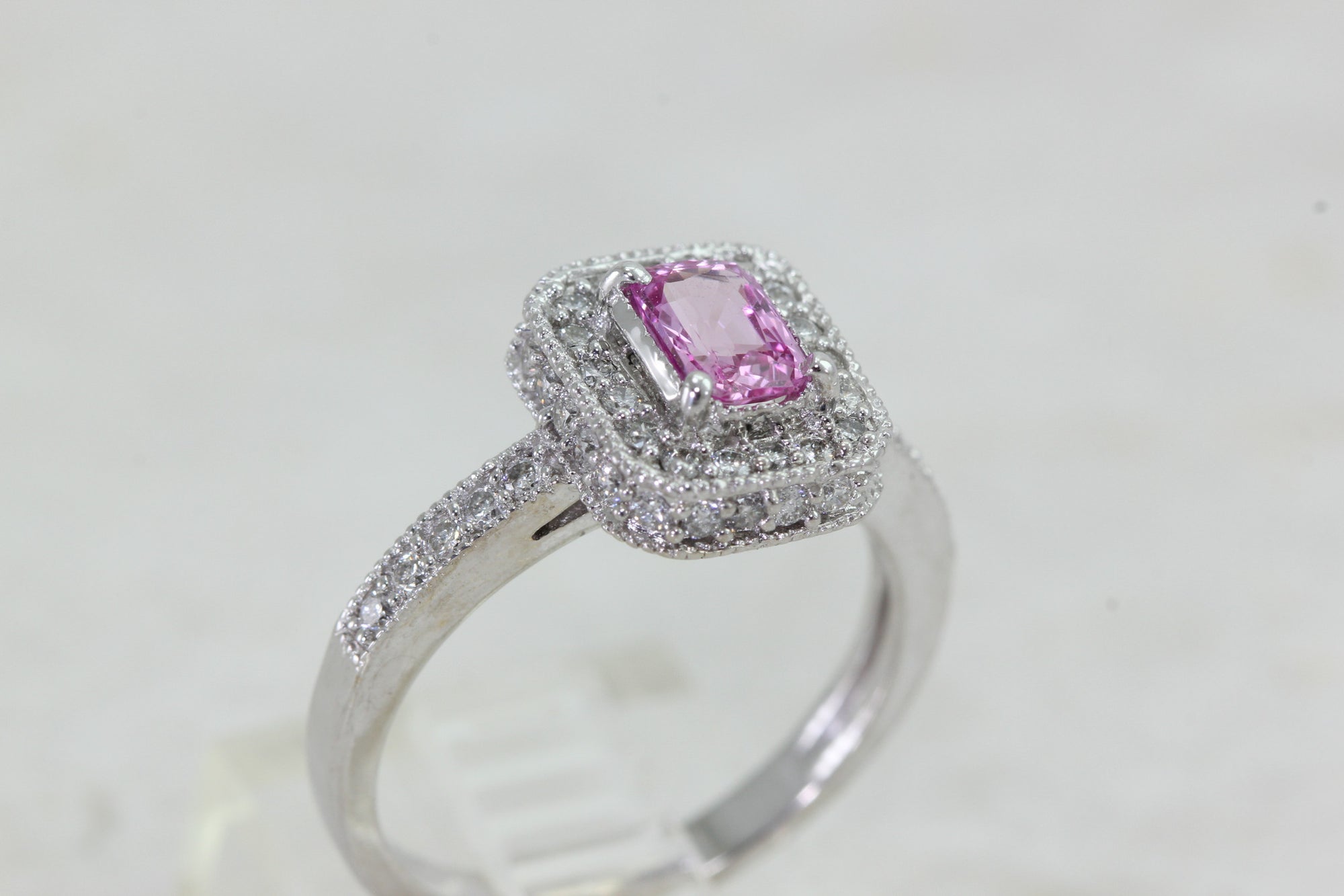 EFFY PINK SAPPHIRE & DIAMOND RING 14k WHITE GOLD LADIES