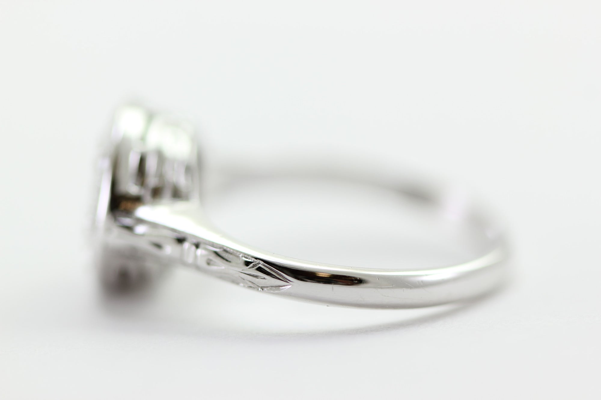 ANTIQUE ILLUSION DIAMOND RING 14k WHITE GOLD ROUND CUT