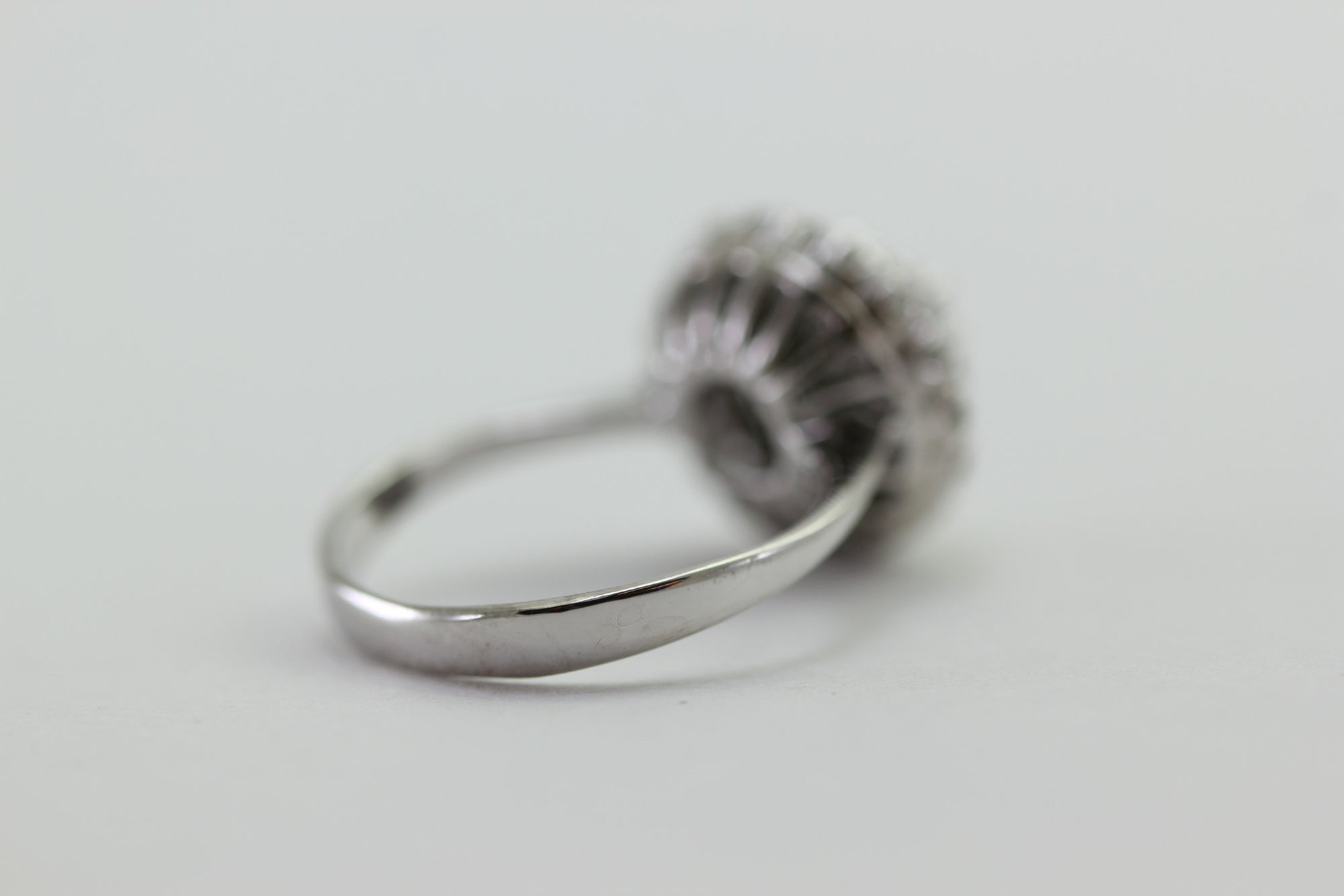 ANTIQUE FANCY LADIES DIAMOND CAKE RING 14k WHITE GOLD