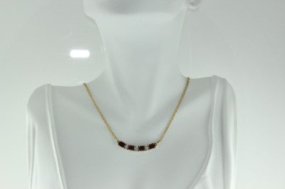 ESTATE 14K  YELLOW GOLD LADYS GARNET & DIAMONDS  NECKLACE 2.12CT VS G